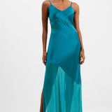 French Connection Inu Satin Strappy Mesh Maxi Dress