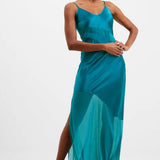 French Connection Inu Satin Strappy Mesh Maxi Dress
