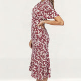 French Connection Maroon Button Up Midi Dress