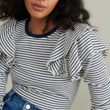 Nobody's Child Frill Shoulder Stripe Rib Top