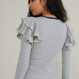 Nobody's Child Frill Shoulder Stripe Rib Top