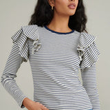Nobody's Child Frill Shoulder Stripe Rib Top