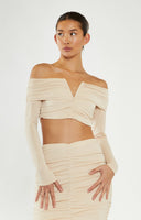 Glamorous Nude Ruched Co-ord Crop Top