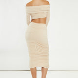 Glamorous Nude Ruched Co-ord Crop Top