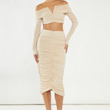 Glamorous Nude Ruched Co-ord Crop Top