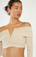Glamorous Nude Ruched Co-ord Crop Top