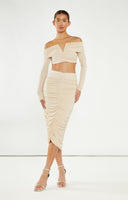 Glamorous Nude Ruched Co-ord Midi Skirt