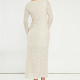 Glamorous Nude Textured Embellished Midi Dress