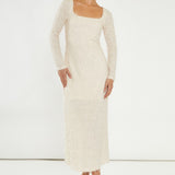 Glamorous Nude Textured Embellished Midi Dress
