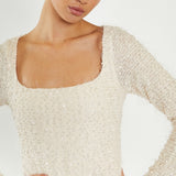 Glamorous Nude Textured Embellished Midi Dress