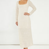 Glamorous Nude Textured Embellished Midi Dress