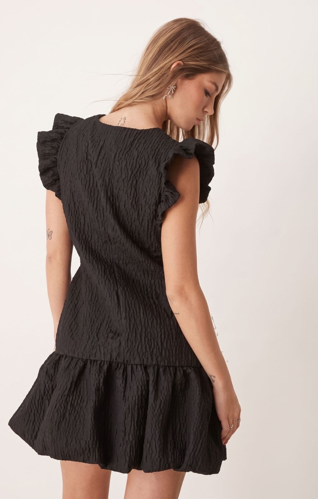 Rent Ghospell Jacquard Mini Dress in Black | Hirestreet