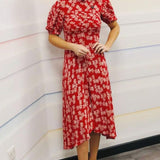 Ghost Red Floral Jenna Midi Dress