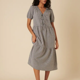 Nobody's Child Gingham Tie Front Bernadetta Midi Dress