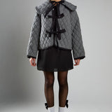 Glamorous Black Check Quilted Collared Jacket