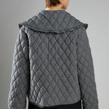 Glamorous Black Check Quilted Collared Jacket