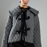 Glamorous Black Check Quilted Collared Jacket