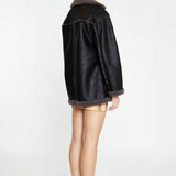 Glamorous Black Dark-Grey Oversized Shearling Coat