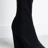 Glamorous Block Heel Knee Boot In Black – shoes by Glamorous Wide Fit, available to rent from Hirestreet