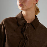 Glamorous Brown-Cord Tie-Front Jacket