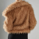 Glamorous Caramel Oversized-Collar -Faux Fur Coat