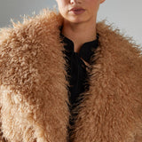 Glamorous Caramel Oversized-Collar -Faux Fur Coat