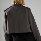 Glamorous Charcoal Cropped Trench-Coat