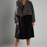 Glamorous Charcoal Cropped Trench-Coat