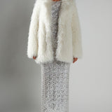 Glamorous Cream Collared Faux Fur-Coat