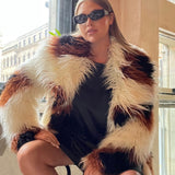 Glamorous Glamorous Curve Cream Brown Spot Faux Fur Coat