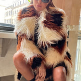 Glamorous Glamorous Curve Cream Brown Spot Faux Fur Coat