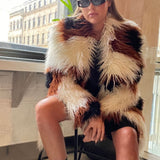 Glamorous Glamorous Curve Cream Brown Spot Faux Fur Coat