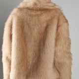 Glamorous Light Sand Oversize Faux Fur Long Sleeve Coat