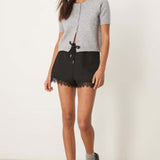 Glamorous Short Sleeve Button Up Cardigan in Grey