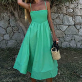 Collective The Label Gracie Green Smocked Midi Dress