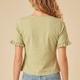 Nobody's Child Green Tie Front Jersey Top