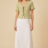 Nobody's Child Green Tie Front Jersey Top