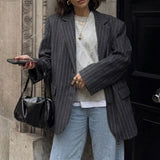 Glamorous Grey Pinstripe Double Breasted Blazer