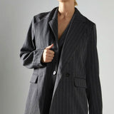Glamorous Grey Pinstripe Double Breasted Blazer