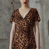 Glamorous Leopard V-Neck Midi Dress