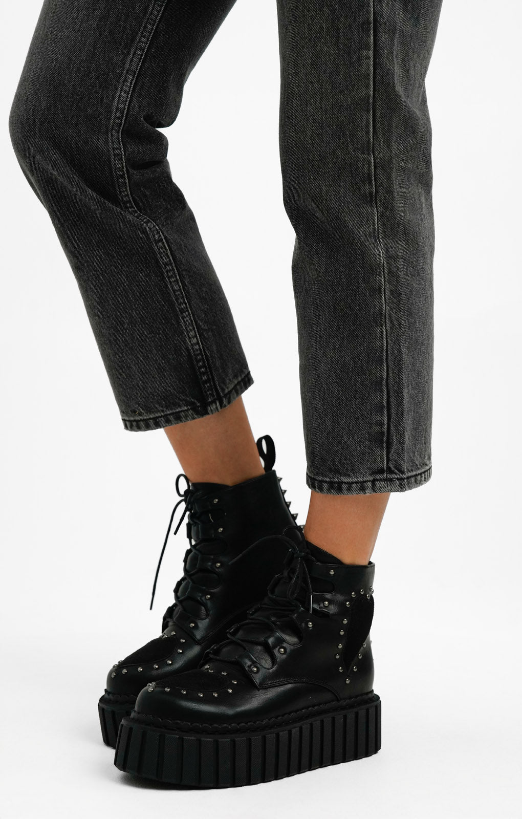 Lamoda Chunky Creeper Boots With Pink Hearts