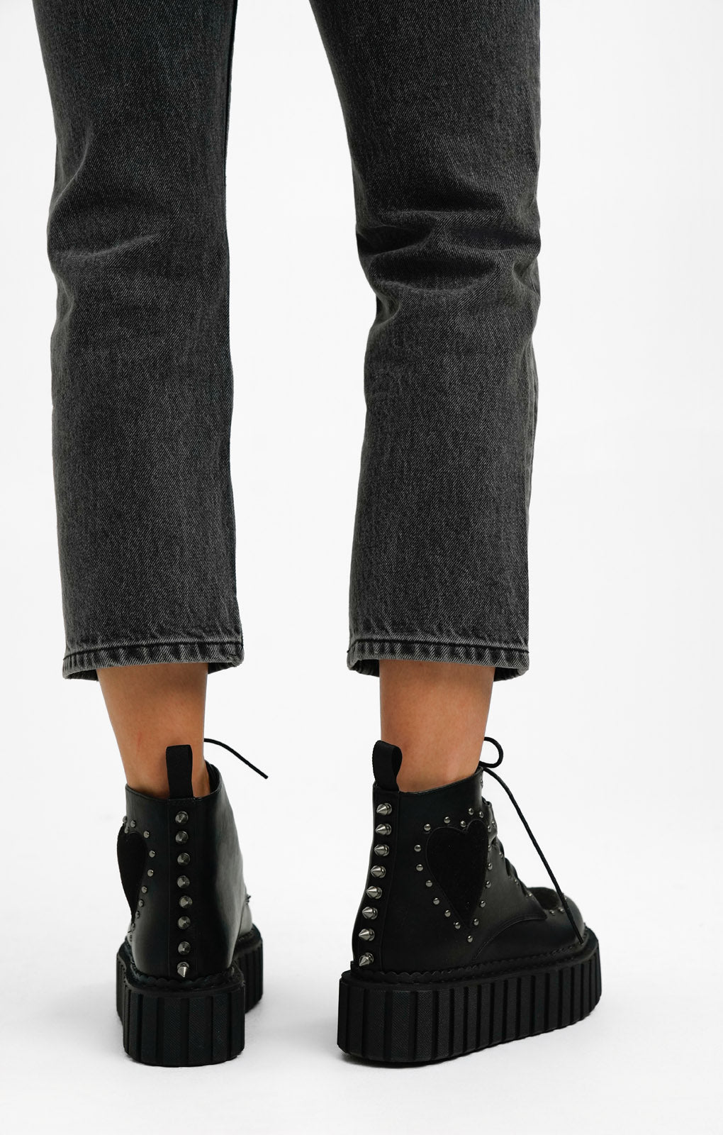 Lamoda Chunky Creeper Boots With Pink Hearts