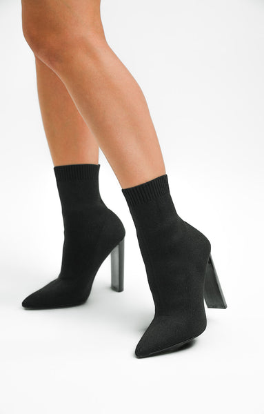 Suede Sock Bootie Block Heel Suede Tie Ankle Boots Faux Suede Tie