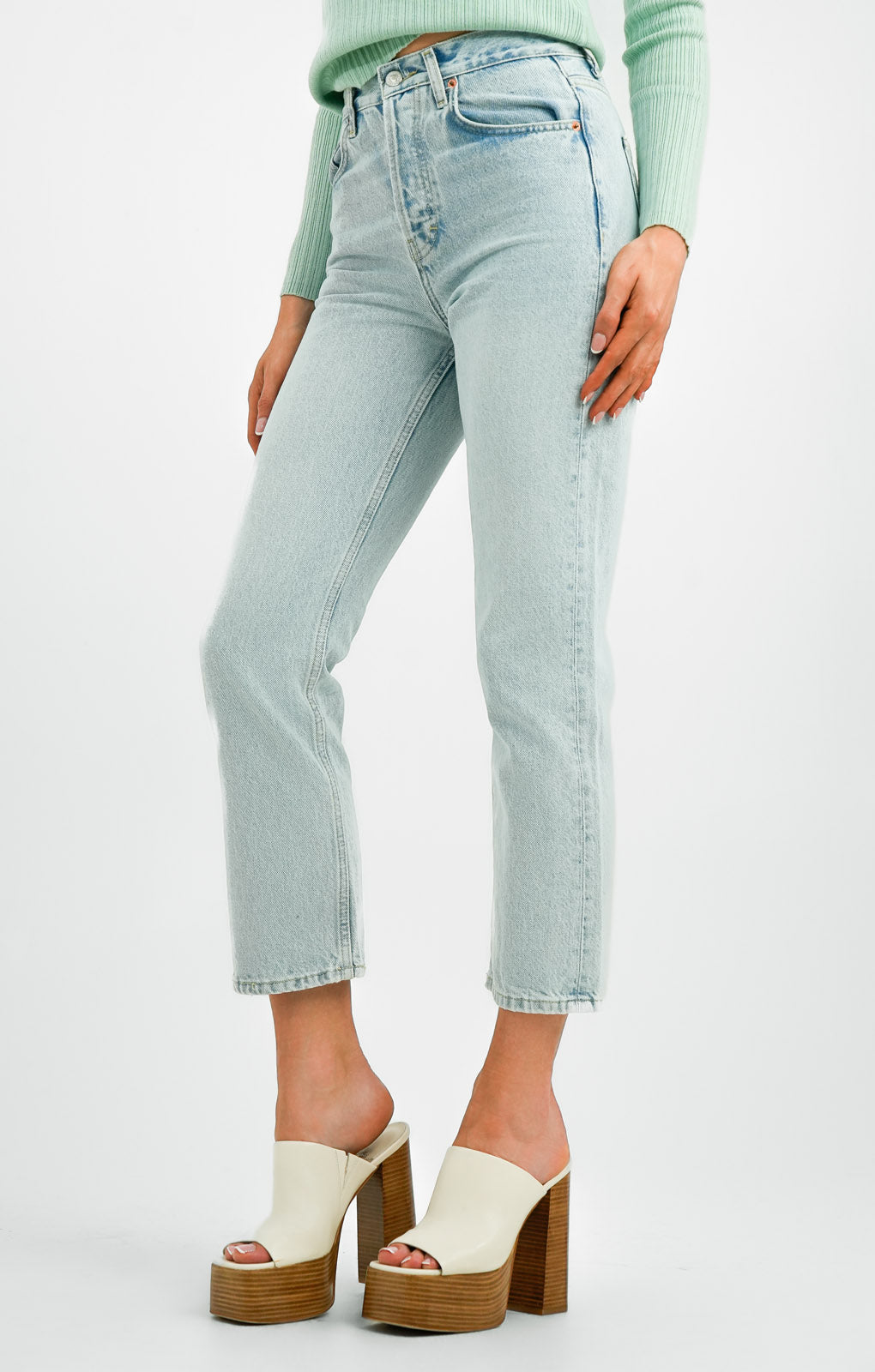 Topshop Editor Jeans In Bleach - Blue