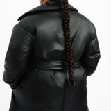 ASOS DESIGN Curve Puffer Faux Leather Coat With Cinch Belted Detail