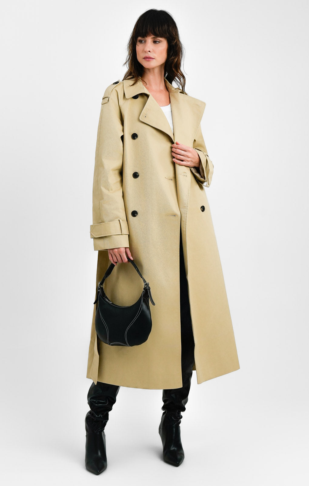 ASOS DESIGN Tall Longline Trench Coat In Stone
