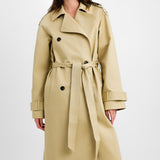 ASOS DESIGN Tall Longline Trench Coat In Stone