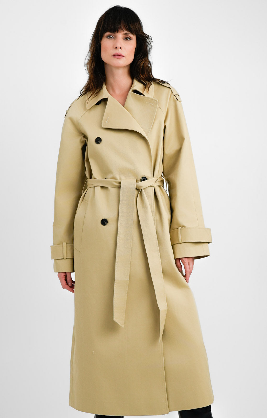 ASOS DESIGN Tall Longline Trench Coat In Stone