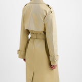 ASOS DESIGN Tall Longline Trench Coat In Stone
