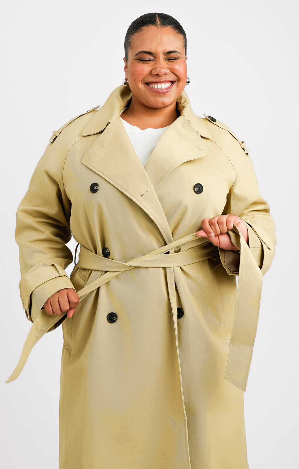 ASOS DESIGN Curve Longline Trench Coat In Stone